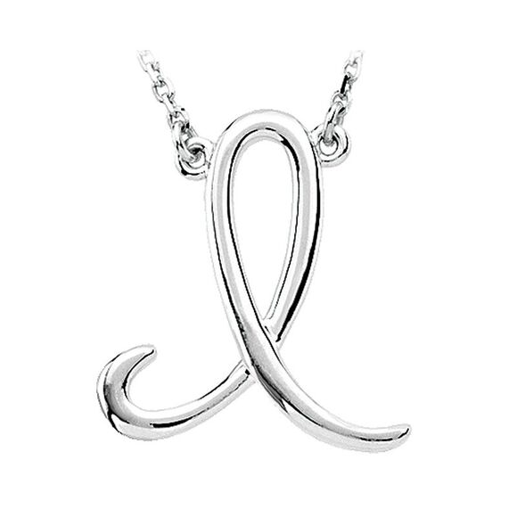 14k White Gold, Olivia Collection, Medium Script Initial I Necklace - Picture 1 of 4